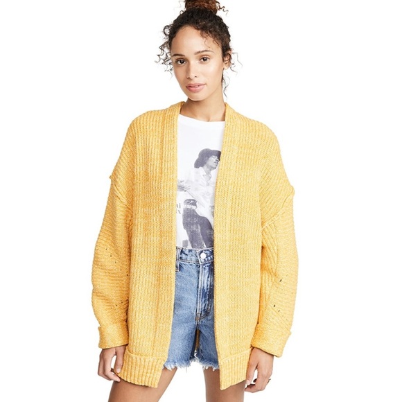 Free People High Hopes Cardigan Yellow Size Small